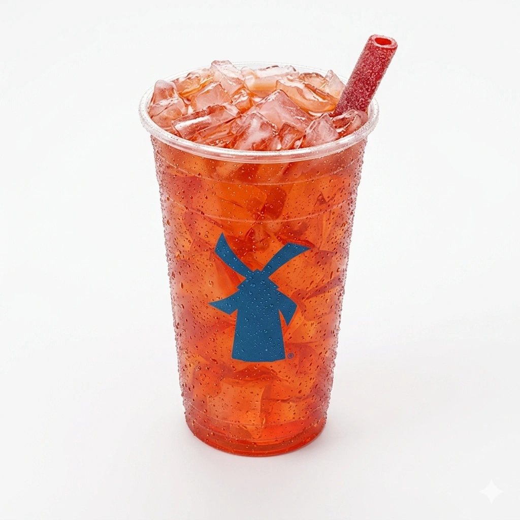 Dutch Bros Fruit Punch Lemonade with Sour Candy Straw Iced